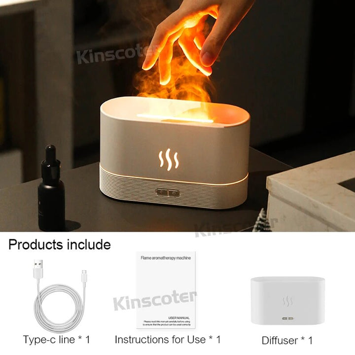 Premium 300ml Flame Aroma Diffuser with Remote Control, Essential Oil Humidifier & 7-Color LED Mist Maker for Home, Auto-Off & Timer Settings