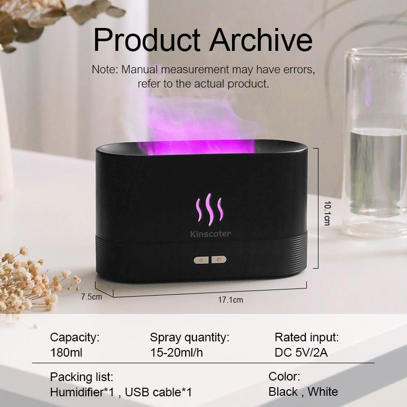 Premium 300ml Flame Aroma Diffuser with Remote Control, Essential Oil Humidifier & 7-Color LED Mist Maker for Home, Auto-Off & Timer Settings