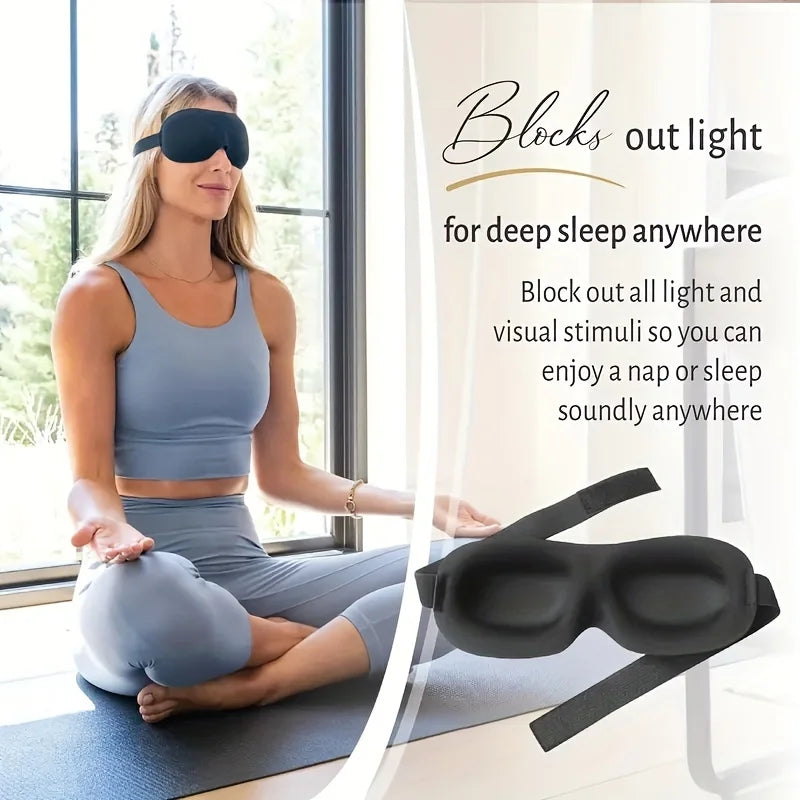 Premium 3D Contoured Sleep Mask – 100% Light Blocking Ultra-Soft Breathable Eye Cover for Travel and Yoga