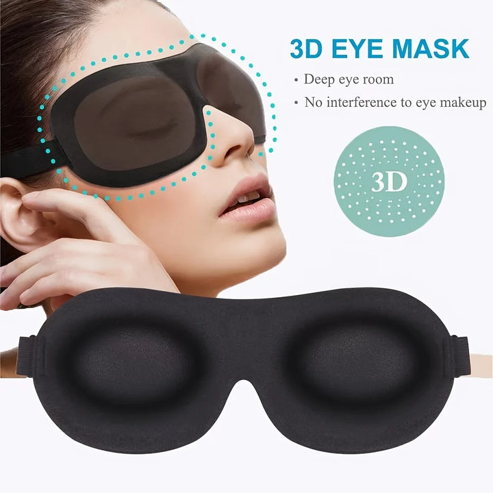 Premium 3D Contoured Sleep Mask – 100% Light Blocking Ultra-Soft Breathable Eye Cover for Travel and Yoga