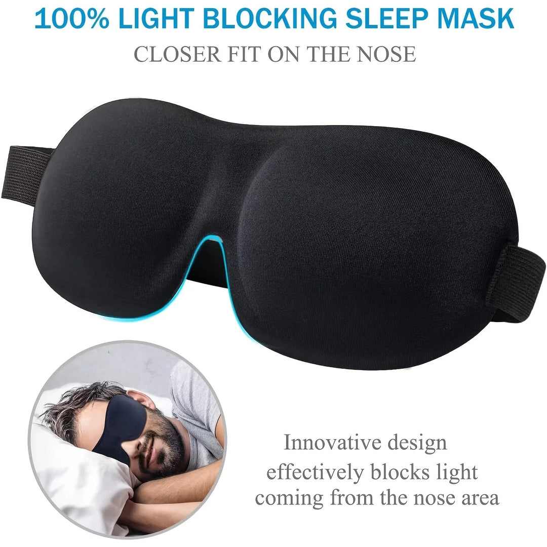 Premium 3D Contoured Sleep Mask – 100% Light Blocking Ultra-Soft Breathable Eye Cover for Travel and Yoga