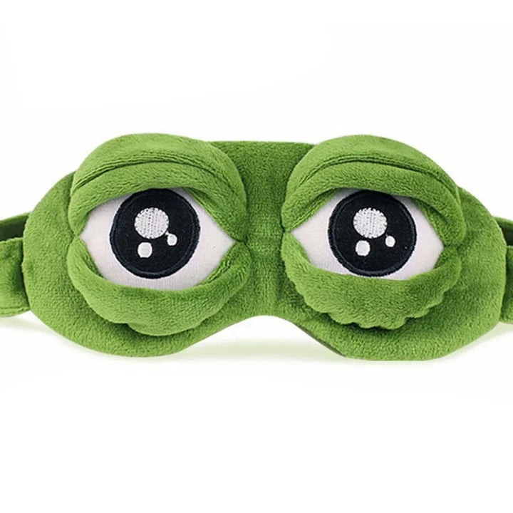 Premium 3D Sad Frog Sleep Mask – Soft Plush Light Blocking Eyeshade for Travel and Home Rest