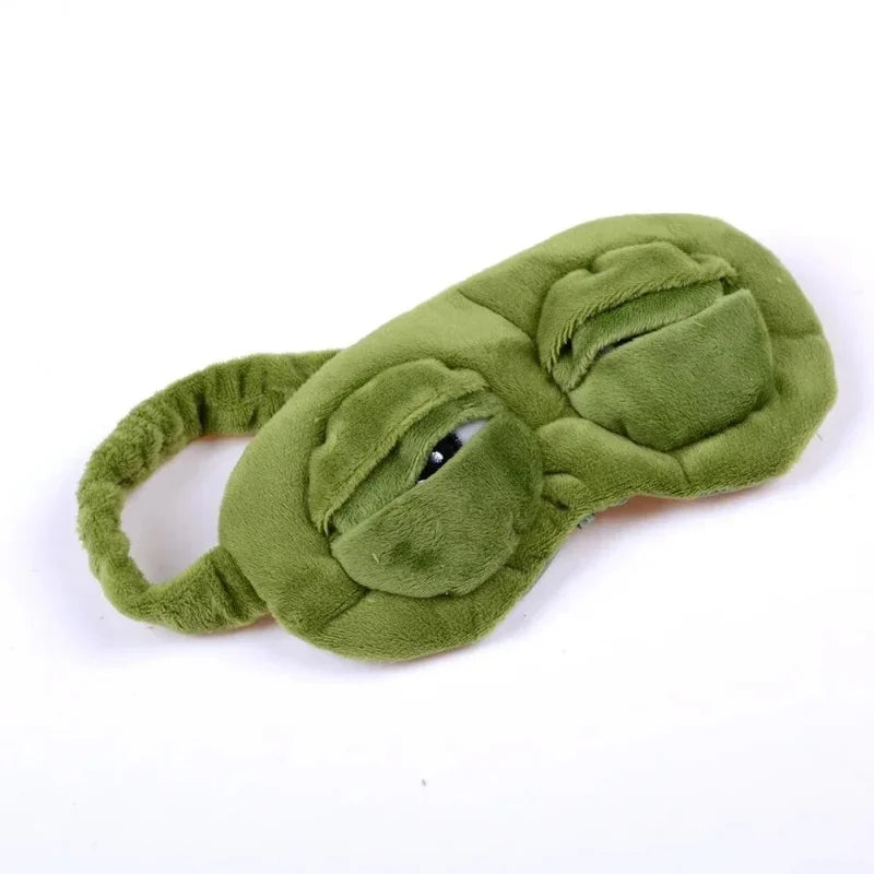 Premium 3D Sad Frog Sleep Mask – Soft Plush Light Blocking Eyeshade for Travel and Home Rest