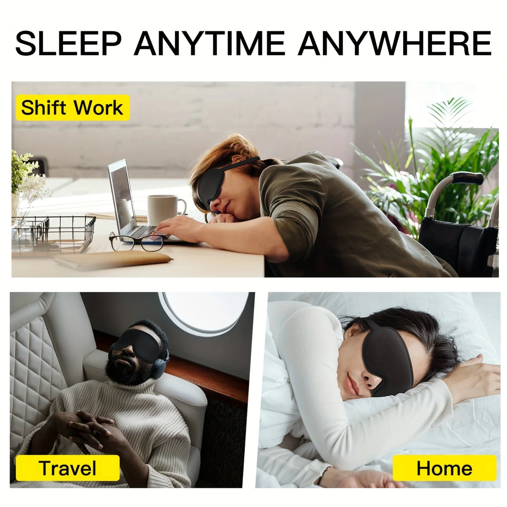 Premium 3D Sleep Mask with Ear Plugs – Unisex Blackout Eye Cover with Adjustable Strap