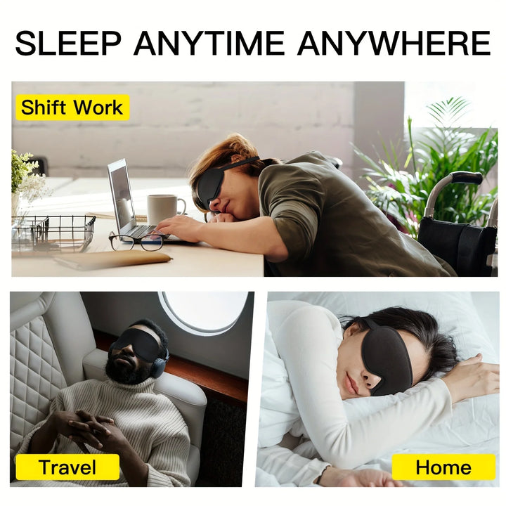 Premium 3D Sleep Mask with Ear Plugs – Unisex Blackout Eye Cover with Adjustable Strap
