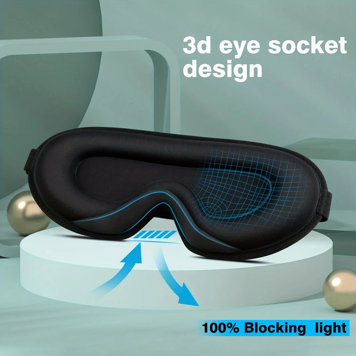 Premium 3D Sleep Mask with Ear Plugs – Unisex Blackout Eye Cover with Adjustable Strap