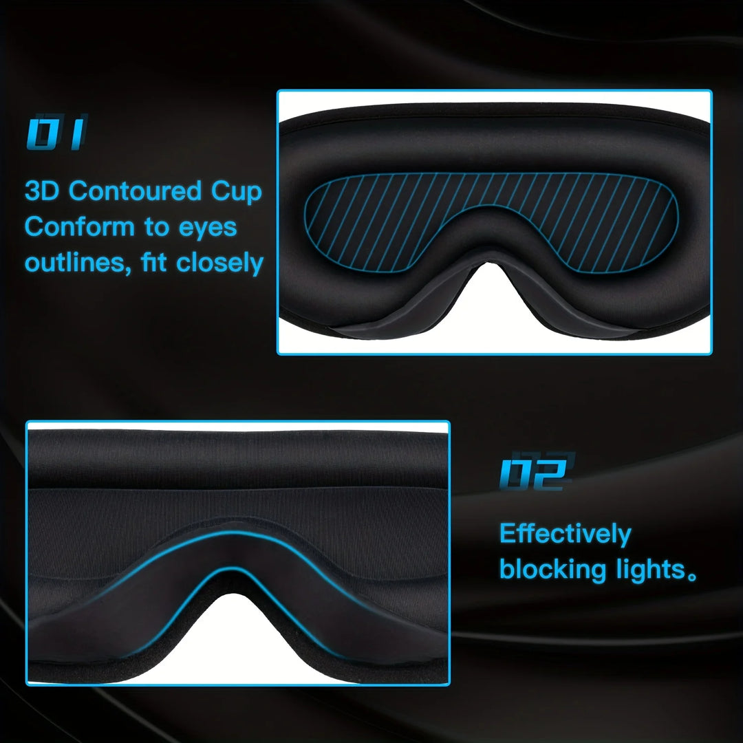 Premium 3D Sleep Mask with Ear Plugs – Unisex Blackout Eye Cover with Adjustable Strap