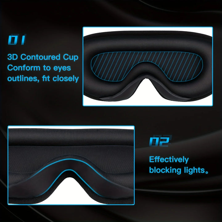 Premium 3D Sleep Mask with Ear Plugs – Unisex Blackout Eye Cover with Adjustable Strap