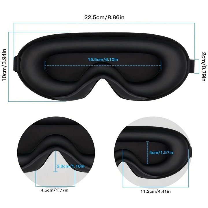 Premium 3D Sleep Mask with Ear Plugs – Unisex Blackout Eye Cover with Adjustable Strap