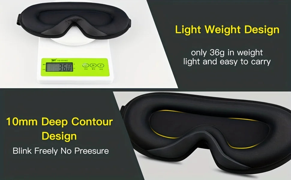 Premium 3D Sleep Mask with Ear Plugs – Unisex Blackout Eye Cover with Adjustable Strap