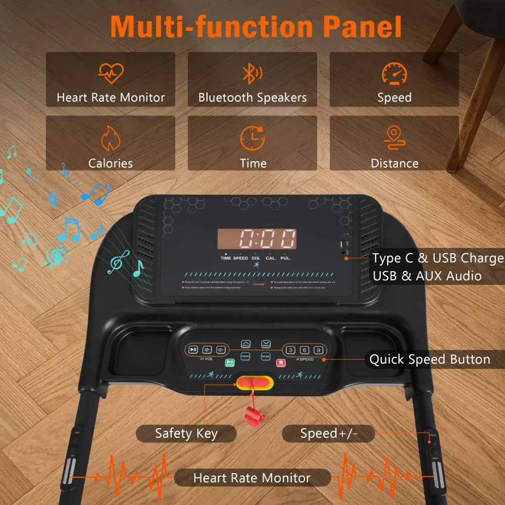 Premium 3.0HP Auto Folding Treadmill – 10MPH Motorized Running Machine with 350 lb Capacity and Shock Absorption