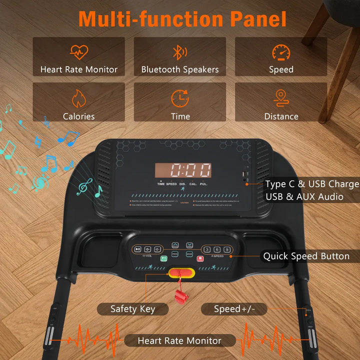 Premium 3.0HP Auto Folding Treadmill – 10MPH Motorized Running Machine with 350 lb Capacity and Shock Absorption