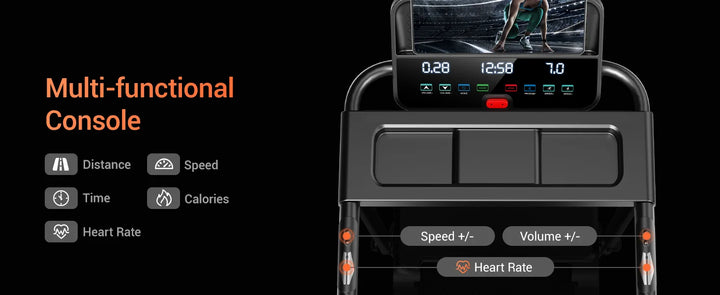 Premium 3.0HP Brushless Foldable Treadmill – 300 lb Capacity Home Running Machine with Dual Shock Absorption and Heart Rate Monitor