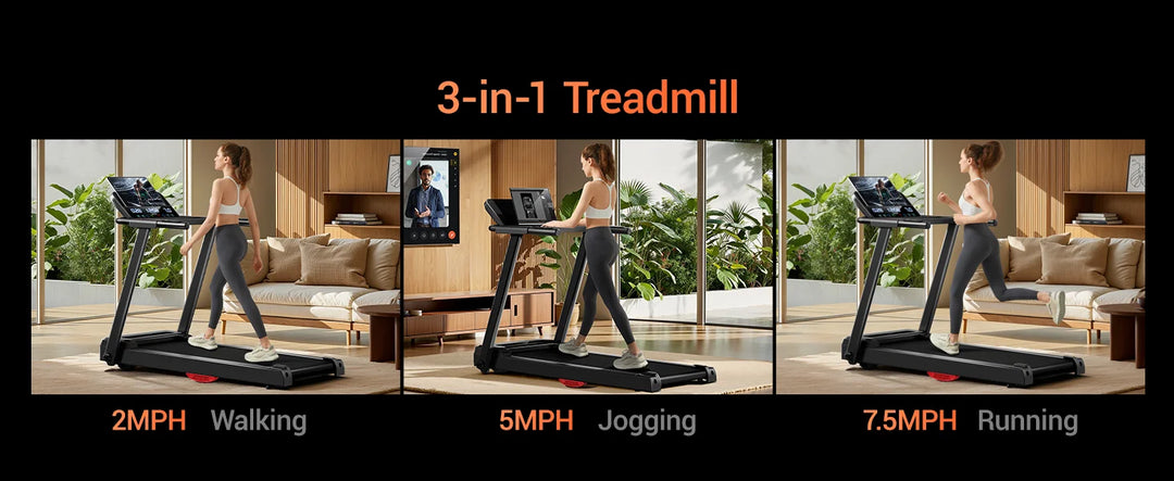 Premium 3.0HP Brushless Foldable Treadmill – 300 lb Capacity Home Running Machine with Dual Shock Absorption and Heart Rate Monitor