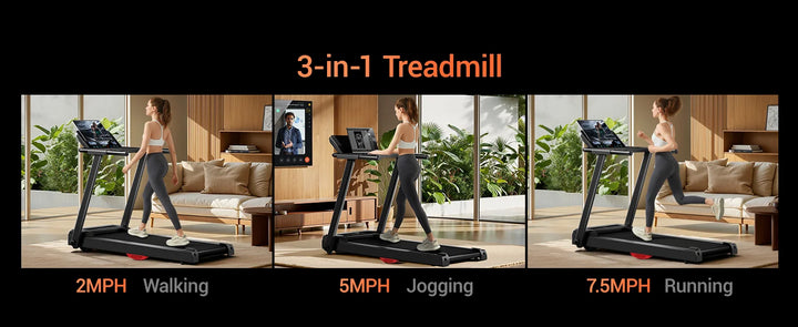 Premium 3.0HP Brushless Foldable Treadmill – 300 lb Capacity Home Running Machine with Dual Shock Absorption and Heart Rate Monitor