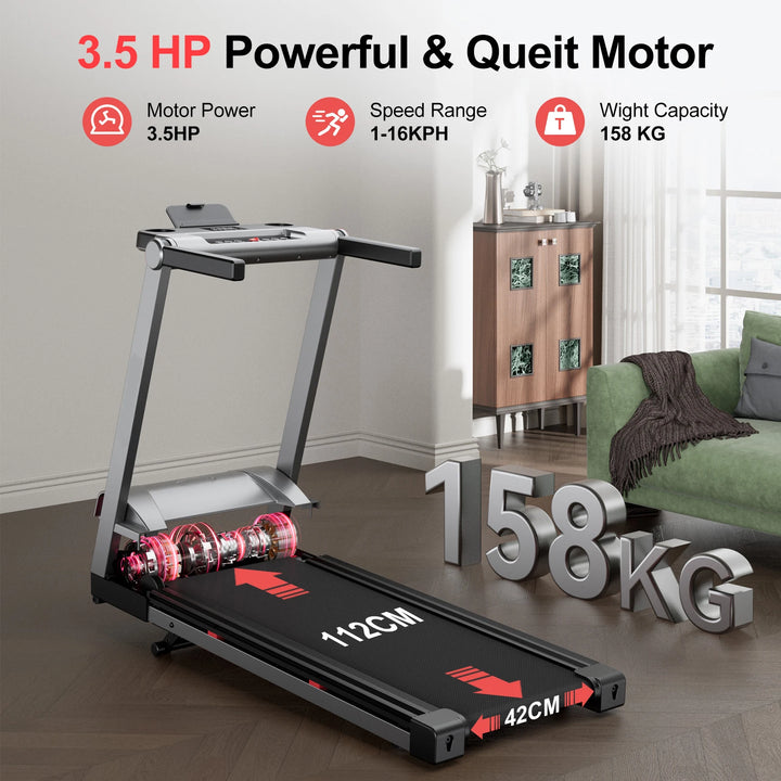 Premium 3.5HP Foldable Incline Treadmill – 10MPH Smart App Walking Pad with 350 lb Capacity and Touch Screen