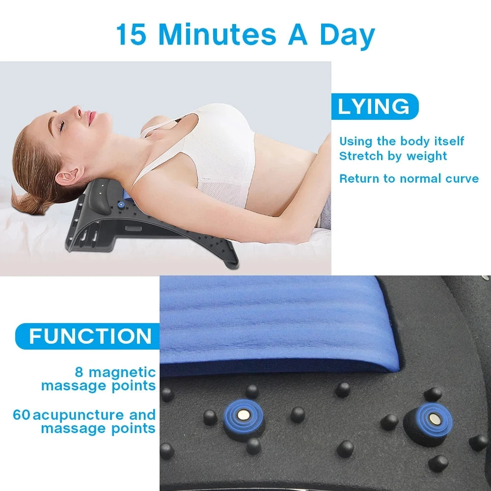 Premium 4-Level Neck Stretcher with Massage Apparatus – Magnetotherapy and Back Stretch Massager for Lumbar and Cervical Spine Support, Pain Relief, Adjustable Ergonomic Design for Neck and Upper Back