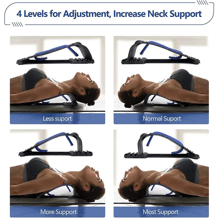Premium 4-Level Neck Stretcher with Massage Apparatus – Magnetotherapy and Back Stretch Massager for Lumbar and Cervical Spine Support, Pain Relief, Adjustable Ergonomic Design for Neck and Upper Back