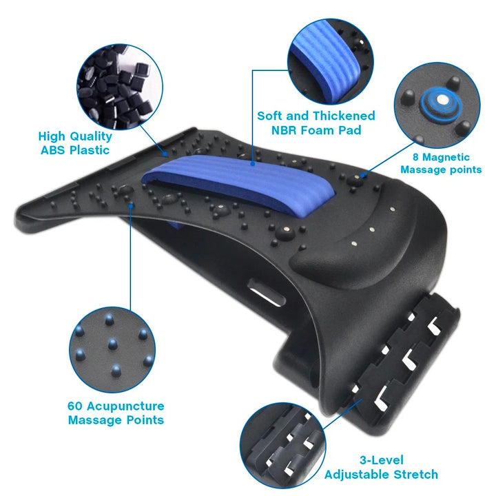 Premium 4-Level Neck Stretcher with Massage Apparatus – Magnetotherapy and Back Stretch Massager for Lumbar and Cervical Spine Support, Pain Relief, Adjustable Ergonomic Design for Neck and Upper Back