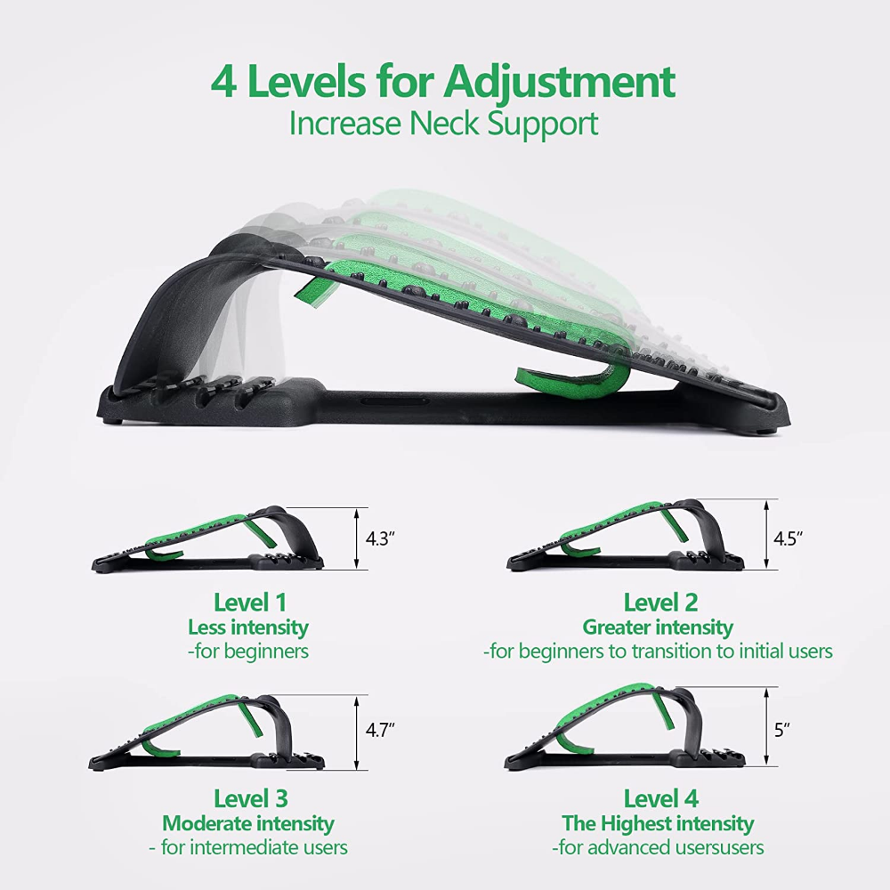 Premium 4-Level Neck Stretcher with Massage Apparatus – Magnetotherapy and Back Stretch Massager for Lumbar and Cervical Spine Support, Pain Relief, Adjustable Ergonomic Design for Neck and Upper Back