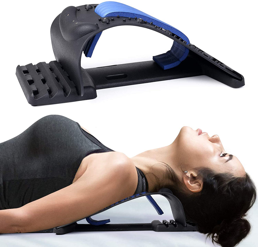 Premium 4-Level Neck Stretcher with Massage Apparatus – Magnetotherapy and Back Stretch Massager for Lumbar and Cervical Spine Support, Pain Relief, Adjustable Ergonomic Design for Neck and Upper Back