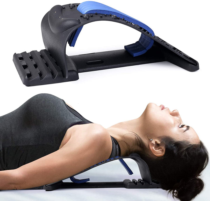 Premium 4-Level Neck Stretcher with Massage Apparatus – Magnetotherapy and Back Stretch Massager for Lumbar and Cervical Spine Support, Pain Relief, Adjustable Ergonomic Design for Neck and Upper Back