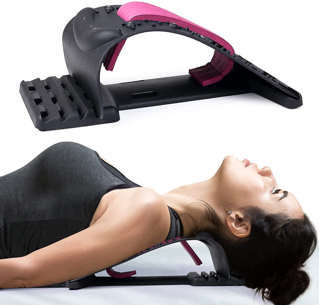 Premium 4-Level Neck Stretcher with Massage Apparatus – Magnetotherapy and Back Stretch Massager for Lumbar and Cervical Spine Support, Pain Relief, Adjustable Ergonomic Design for Neck and Upper Back