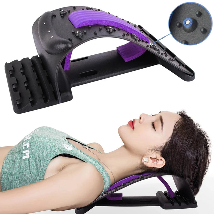 Premium 4-Level Neck Stretcher with Massage Apparatus – Magnetotherapy and Back Stretch Massager for Lumbar and Cervical Spine Support, Pain Relief, Adjustable Ergonomic Design for Neck and Upper Back