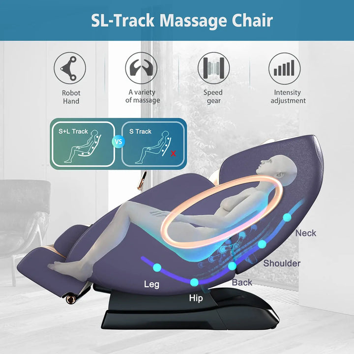 Premium 4D Massage Chair SL-Track Full Body Shiatsu Recliner – Zero Gravity Electric Massager with Yoga Stretching & Foot Roller