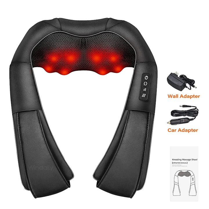 Premium 4D Shiatsu Neck & Shoulder Massager – Electric Kneading Massage Pillow with Heat for Back, Full Body, Home and Car Use