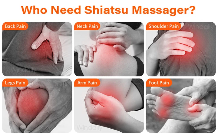 Premium 4D Shiatsu Neck & Shoulder Massager – Electric Kneading Massage Pillow with Heat for Back, Full Body, Home and Car Use