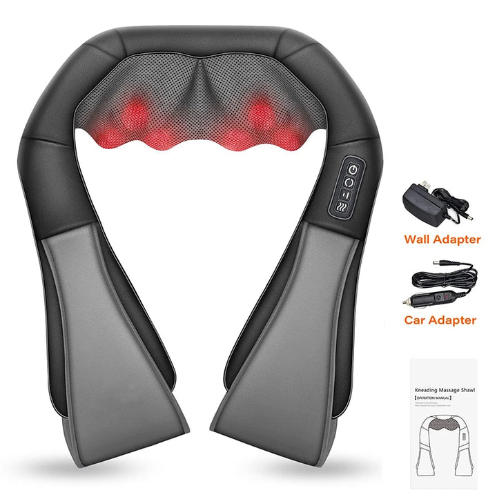 Premium 4D Shiatsu Neck & Shoulder Massager – Electric Kneading Massage Pillow with Heat for Back, Full Body, Home and Car Use