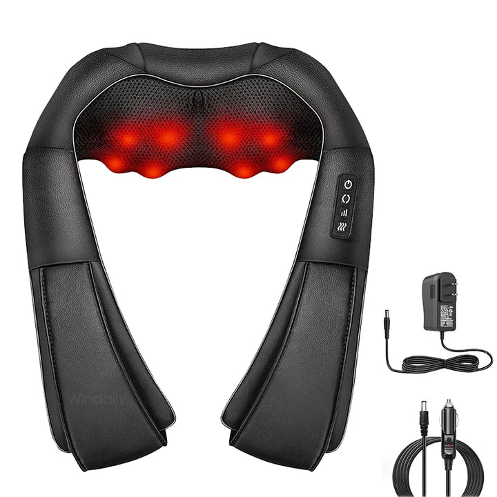 Premium 4D Shiatsu Neck & Shoulder Massager – Electric Kneading Massage Pillow with Heat for Back, Full Body, Home and Car Use
