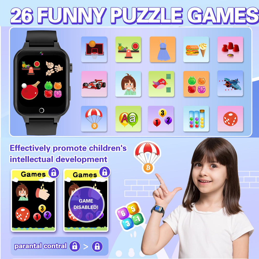 Premium 4G Kids Smartwatch – Video Call, GPS Tracking, IP67 Waterproof, 8GB ROM, Health Monitoring, Wi-Fi, Voice & Video Calls, Android Compatibility