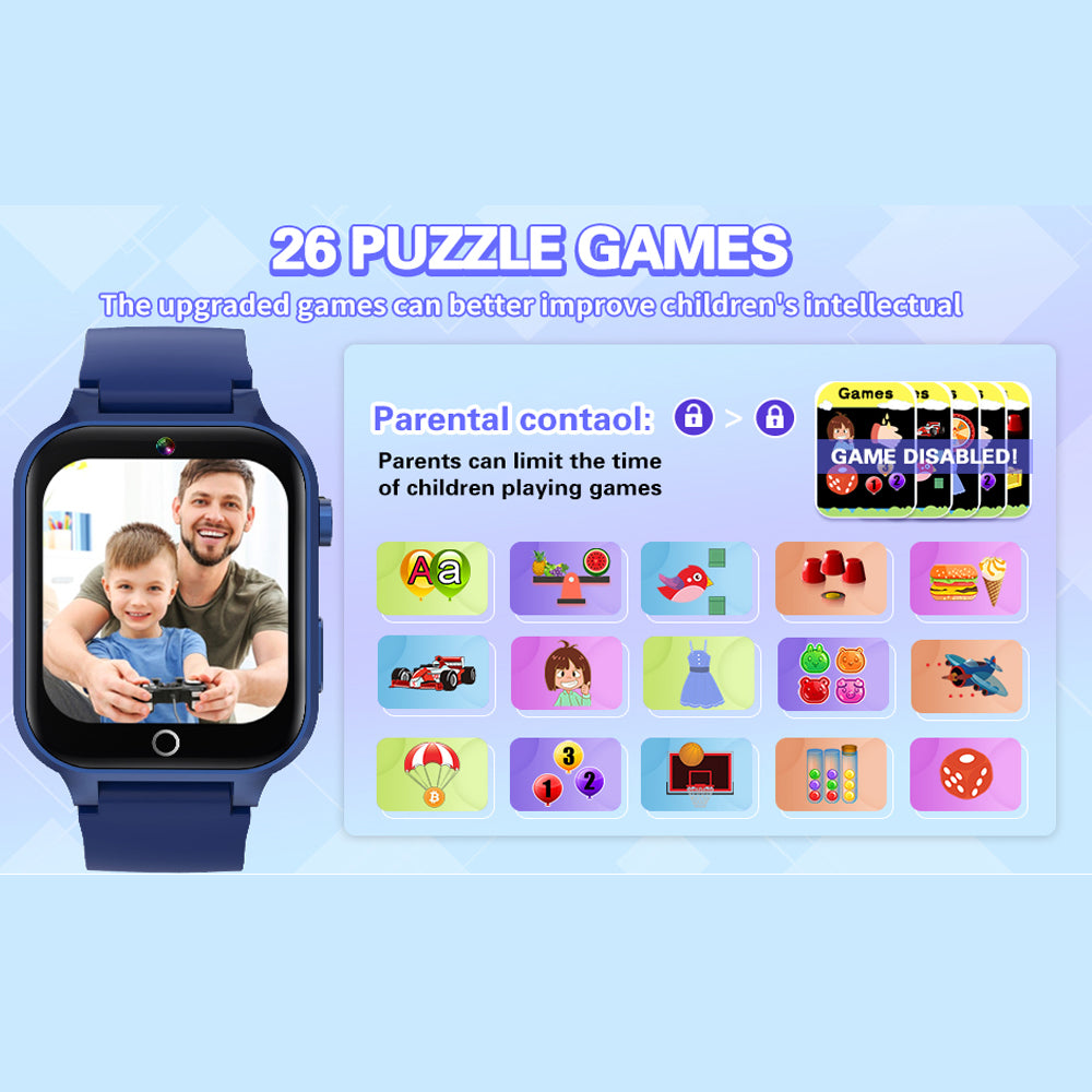 Premium 4G Kids Smartwatch – Video Call, GPS Tracking, IP67 Waterproof, 8GB ROM, Health Monitoring, Wi-Fi, Voice & Video Calls, Android Compatibility
