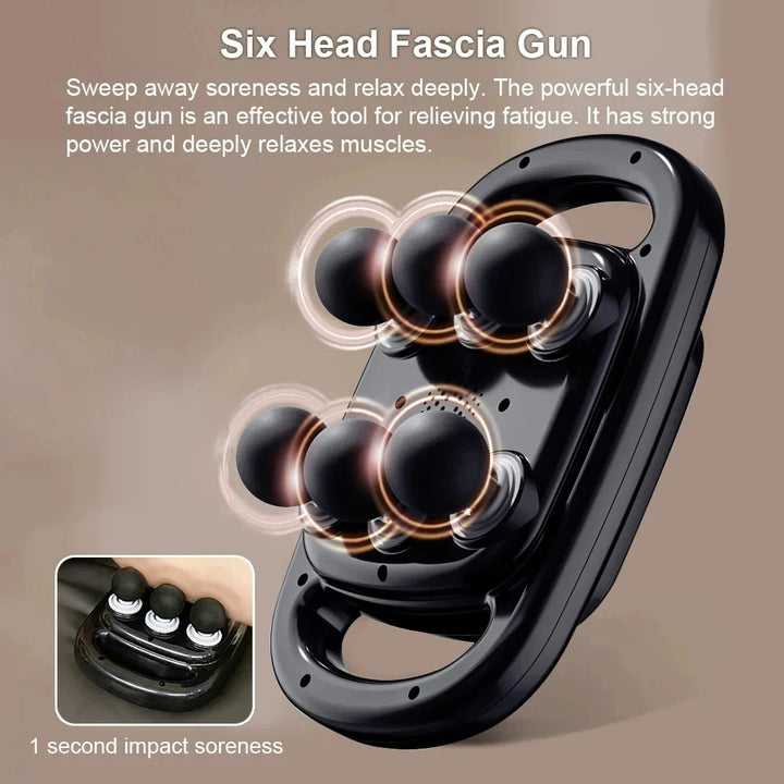 Premium 6 Head Massage Gun – Deep Tissue Percussion Muscle Massager for Neck and Full Body