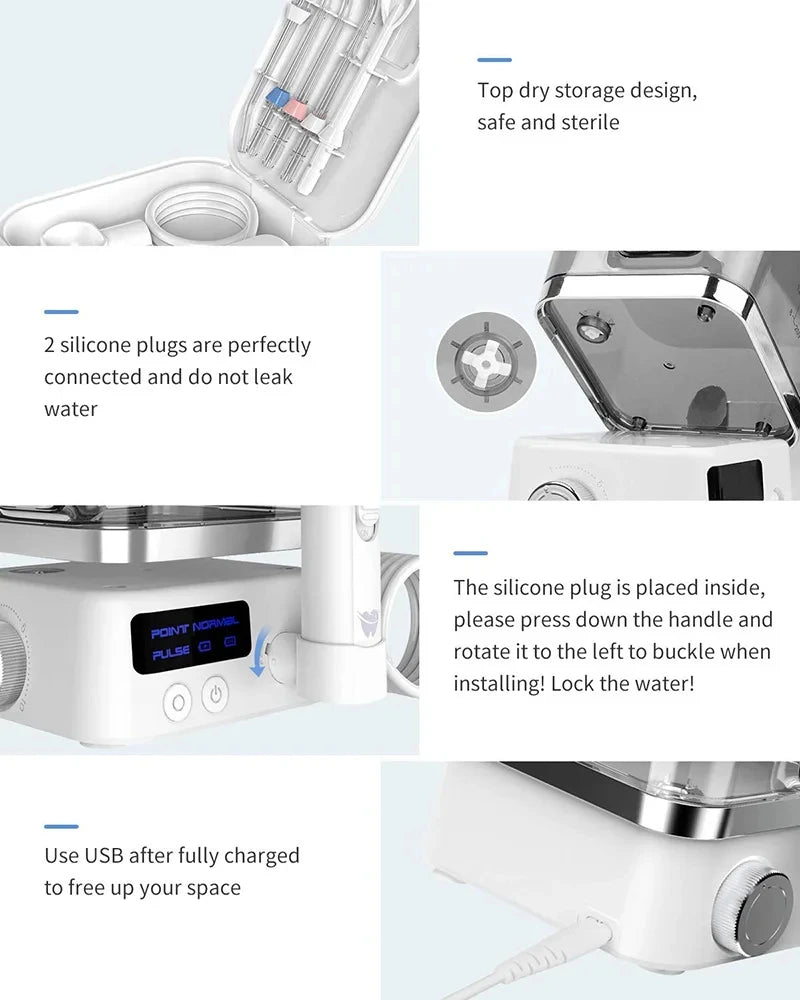 Premium 600ML Oral Irrigator – Multifunction Electric Water Flosser with 10 Modes and IPX7 Waterproof Design
