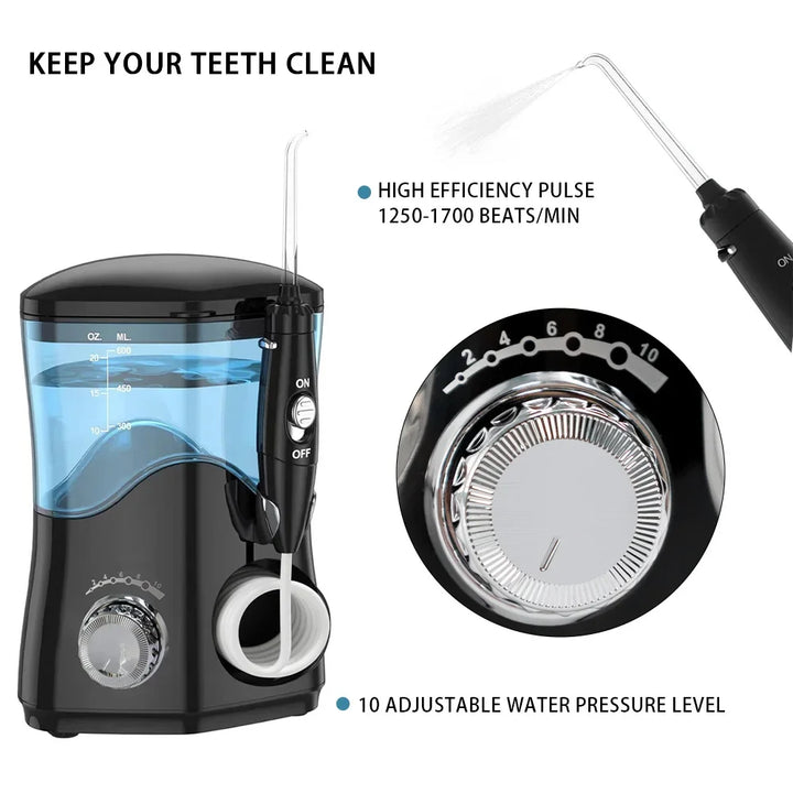 Premium 600ML Water Flosser – High Pulse Oral Irrigator with 7 Nozzles and Adjustable Pressure for Advanced Gum Care