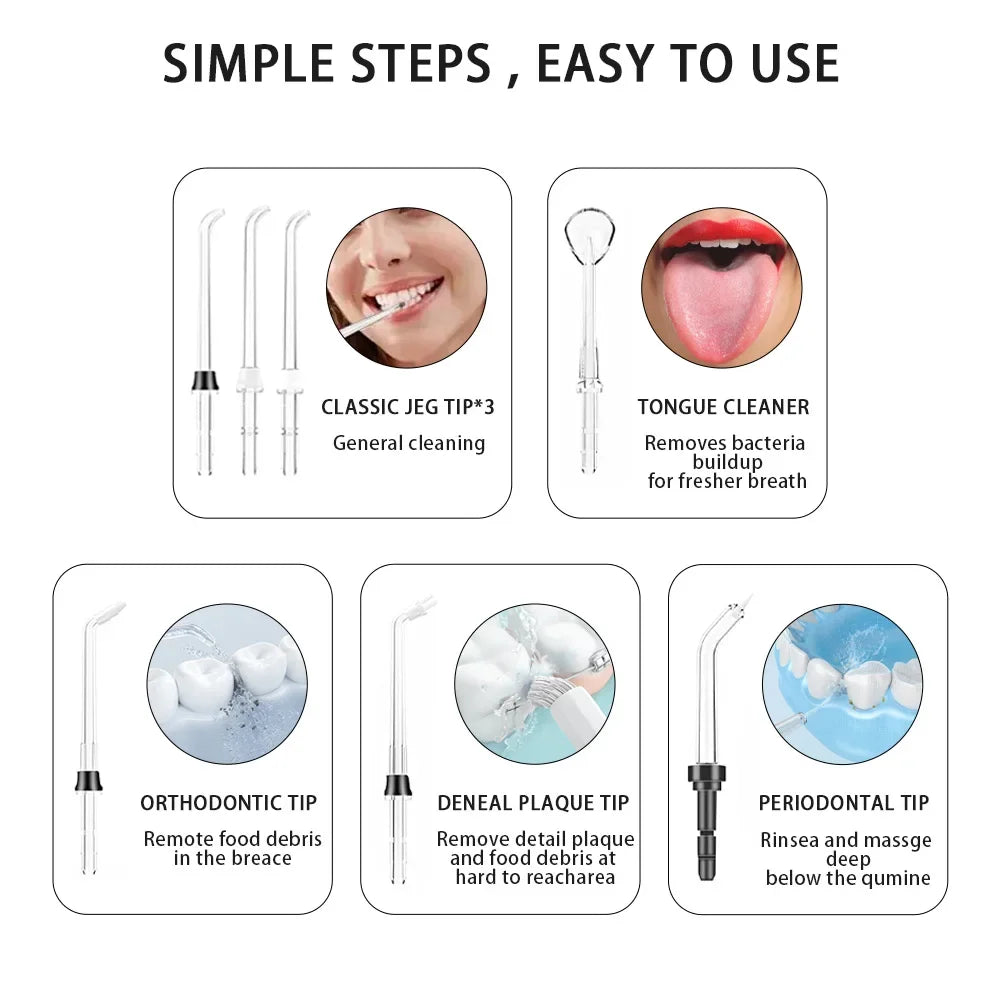Premium 600ML Water Flosser – High Pulse Oral Irrigator with 7 Nozzles and Adjustable Pressure for Advanced Gum Care