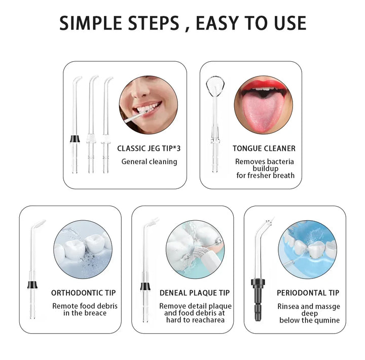 Premium 600ML Water Flosser – High Pulse Oral Irrigator with 7 Nozzles and Adjustable Pressure for Advanced Gum Care