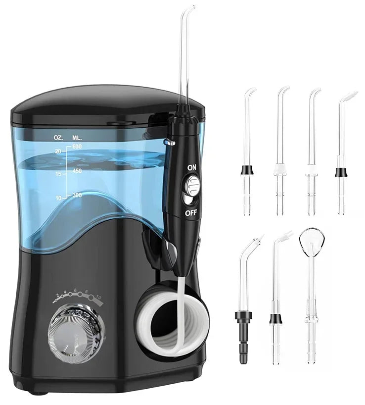 Premium 600ML Water Flosser – High Pulse Oral Irrigator with 7 Nozzles and Adjustable Pressure for Advanced Gum Care