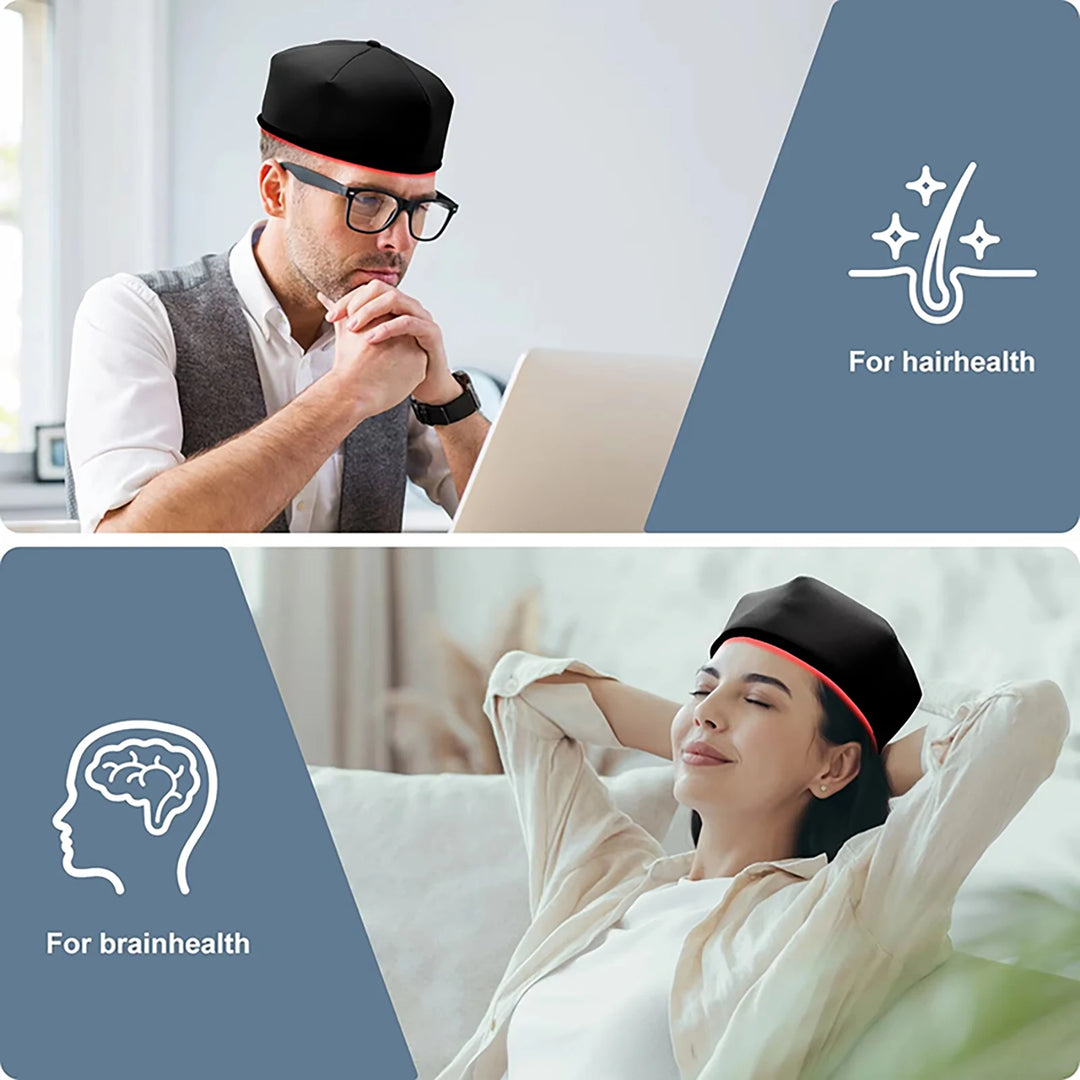 Premium 660nm & 830nm LED Light Cap – Red & Near-Infrared Wearable Hat for Scalp Comfort and Relaxation Use