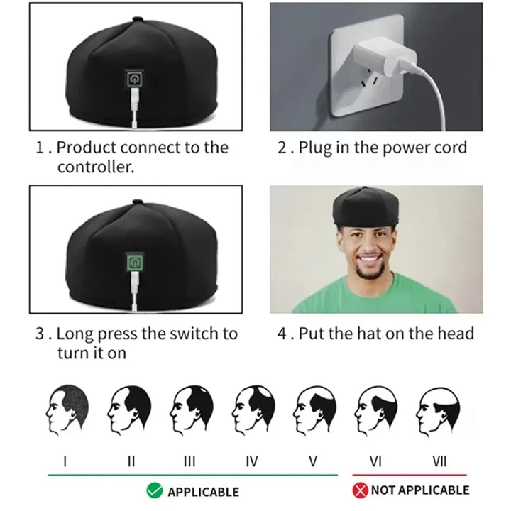 Premium 660nm & 830nm LED Light Cap – Red & Near-Infrared Wearable Hat for Scalp Comfort and Relaxation Use