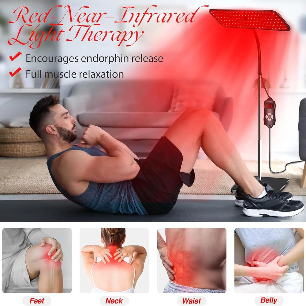 Premium 660nm and 850nm LED Red Light Therapy Panel – Near Infrared Lamp with Adjustable Stand and Timer