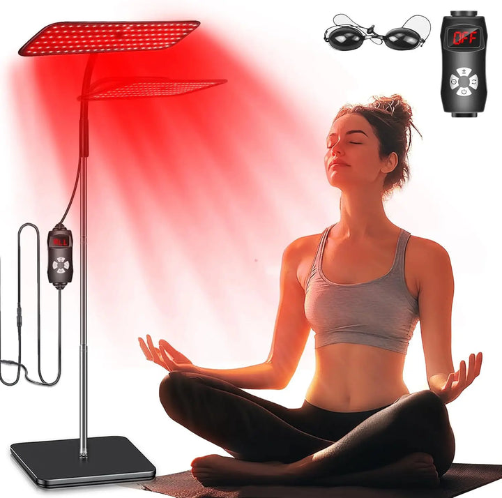 Premium 660nm and 850nm LED Red Light Therapy Panel – Near Infrared Lamp with Adjustable Stand and Timer
