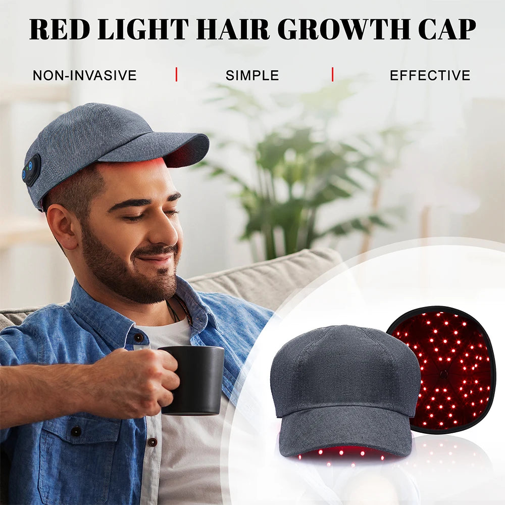 Premium 660nm and 850nm Red Light Therapy Hair Growth Cap – Infrared LED Scalp Care Device with USB Power