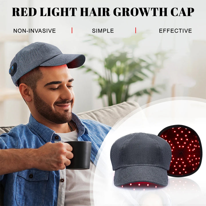 Premium 660nm and 850nm Red Light Therapy Hair Growth Cap – Infrared LED Scalp Care Device with USB Power