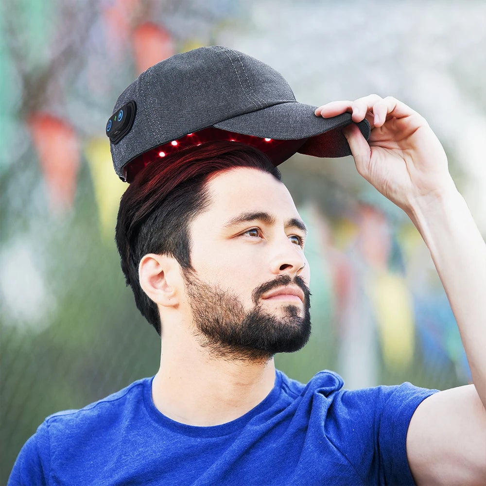 Premium 660nm and 850nm Red Light Therapy Hair Growth Cap – Infrared LED Scalp Care Device with USB Power