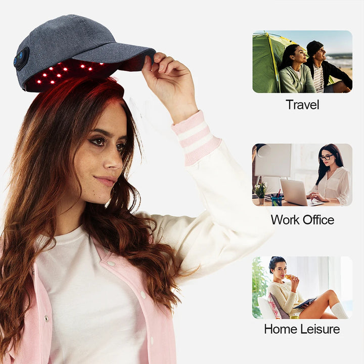 Premium 660nm and 850nm Red Light Therapy Hair Growth Cap – Infrared LED Scalp Care Device with USB Power