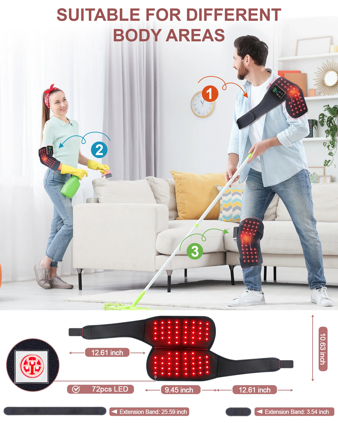 Premium 660nm and 850nm Red Light Therapy Knee Pad – Infrared LED Joint Support Wrap with USB Rechargeable Design